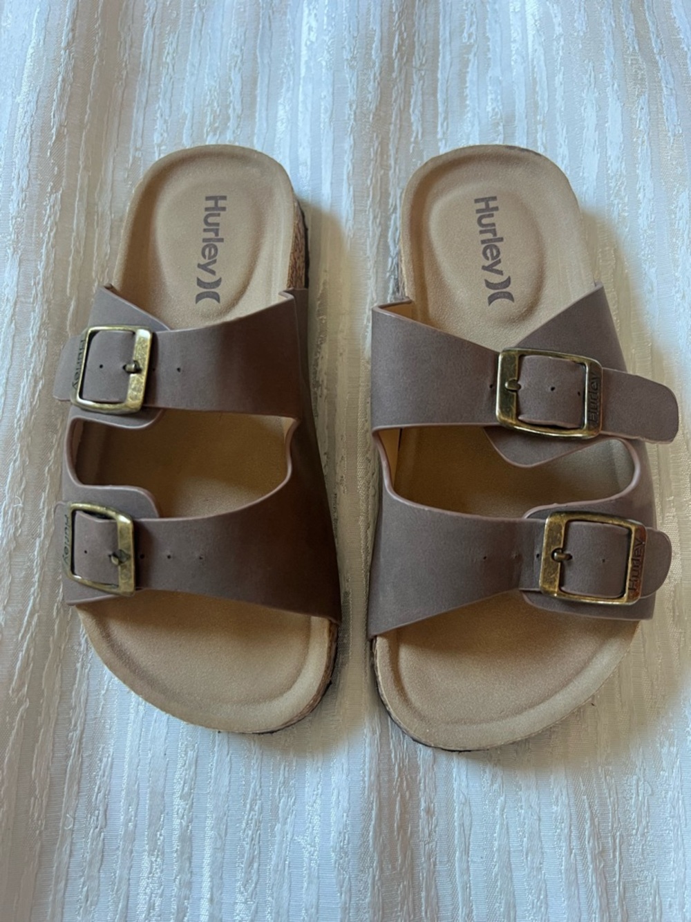 Hurley Brown Double-Buckle Slide Sandals for Kids